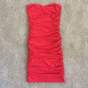 Leith Coral Red Strapless Dress XS